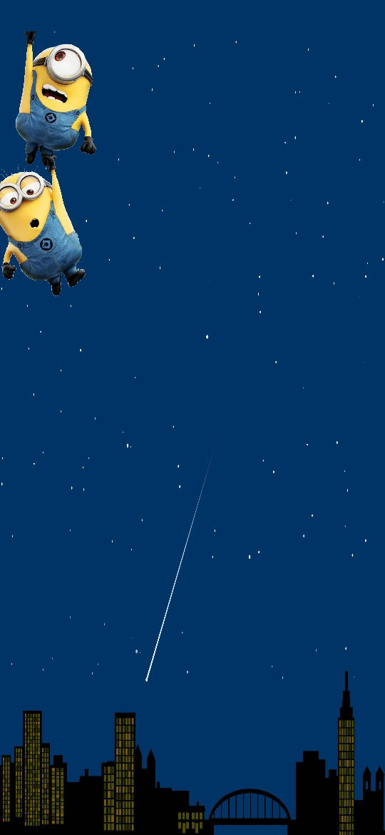Two Minions Attached To Punch Hole Wallpaper