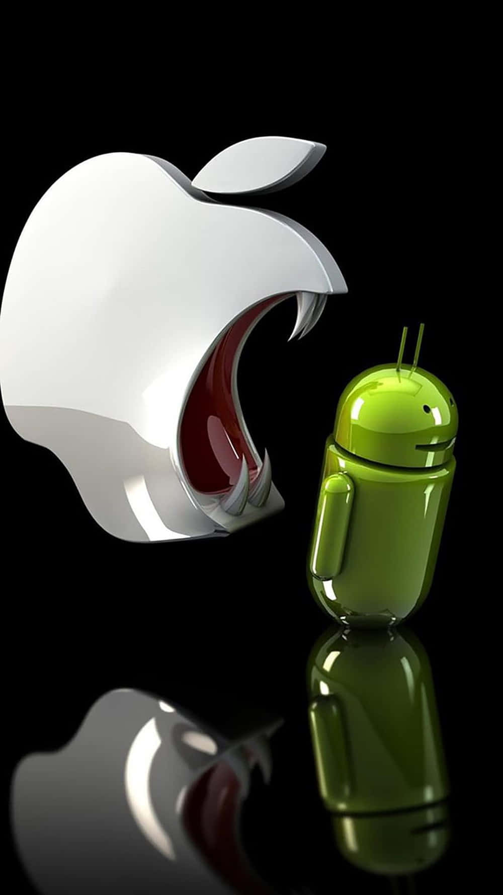 Two Tech Giants, Apple And Android, Side By Side Wallpaper