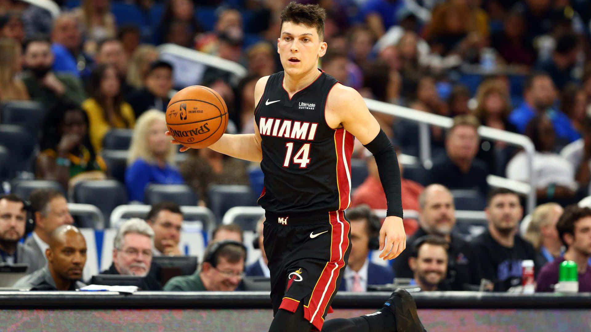 Tyler Herro Displaying His Nba All-star Skills Wallpaper