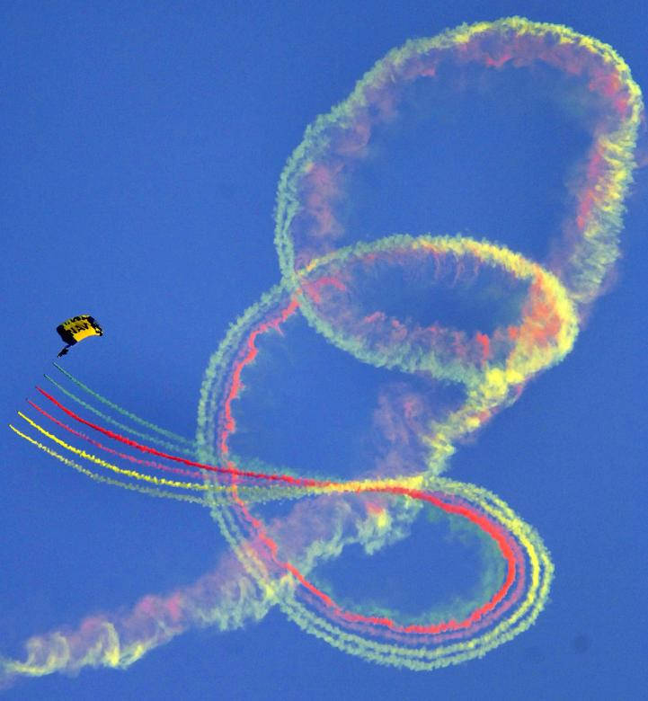U S Navy Blue Angels Parachuter Making Spirals Wallpaper