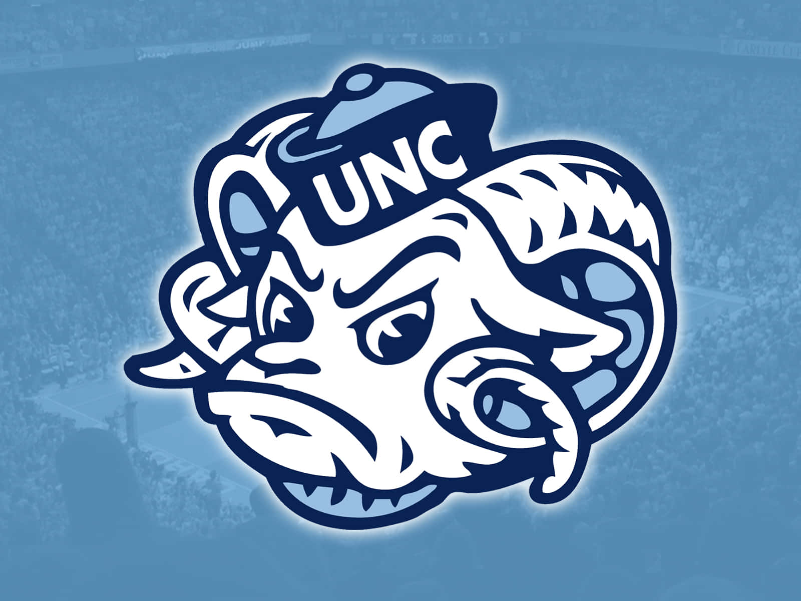 Unc Rams Logo In The Middle Of A Basketball Court Wallpaper