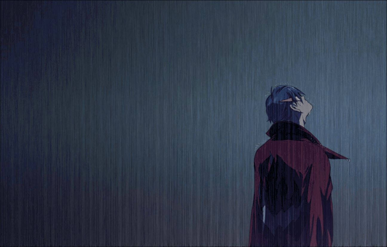 Under The Rain Anime Boy Sad Aesthetic Wallpaper