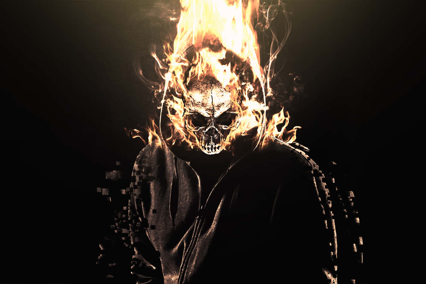 Unearthly War Of Fire - Flaming Skull Ready For Battle Wallpaper