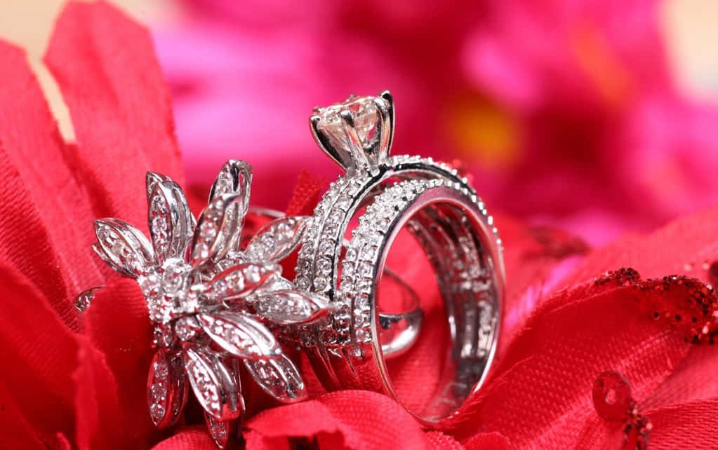 Unique Diamond Engagement Couple Rings Wallpaper