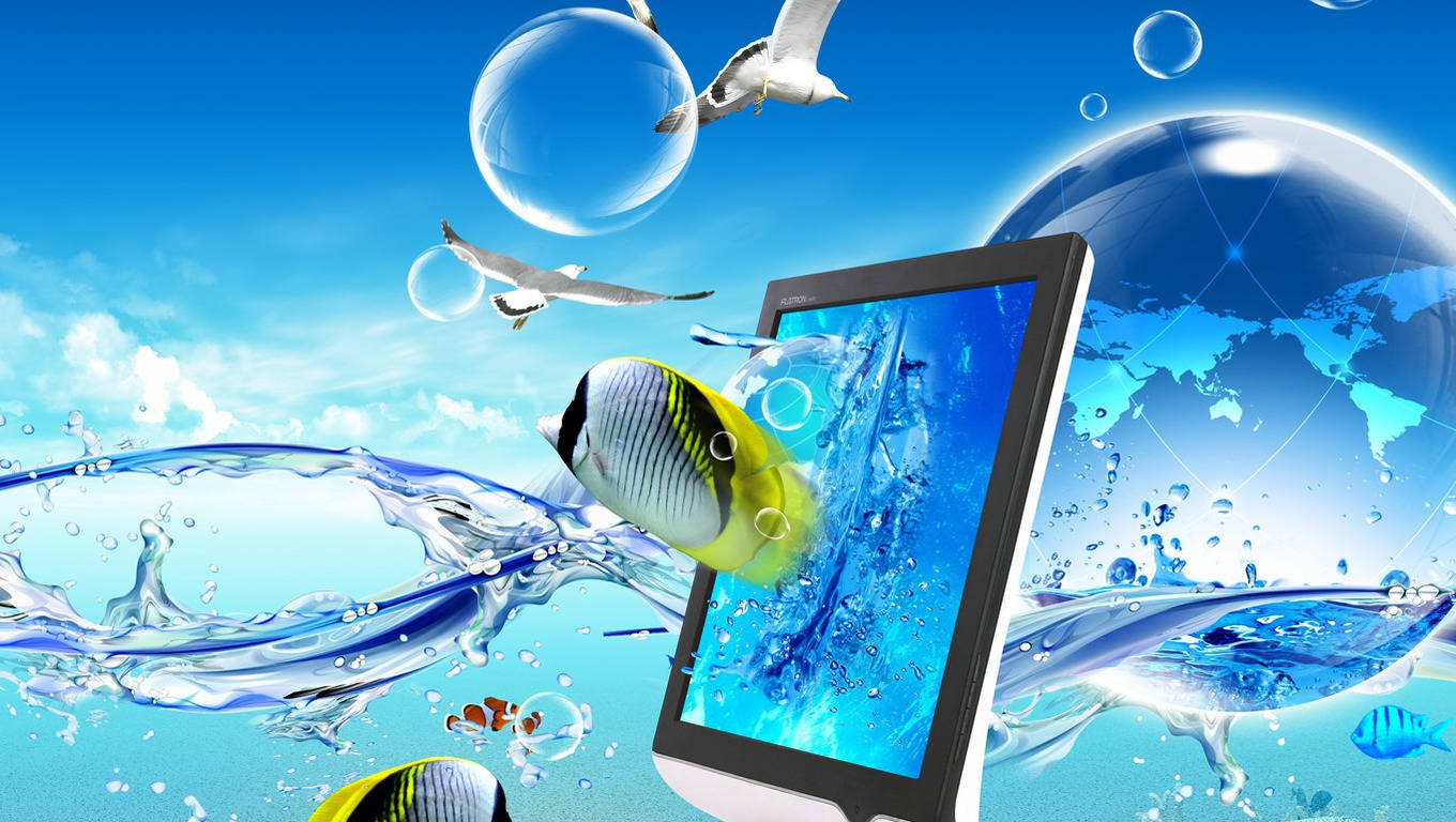 Unique Laptop Monitor Fish Background Wallpaper