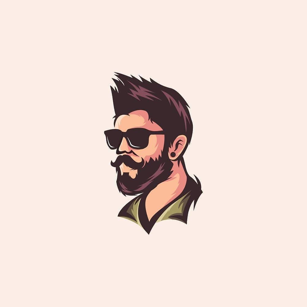 Unique Spiky Hairstyle With Glasses Beard Logo Wallpaper