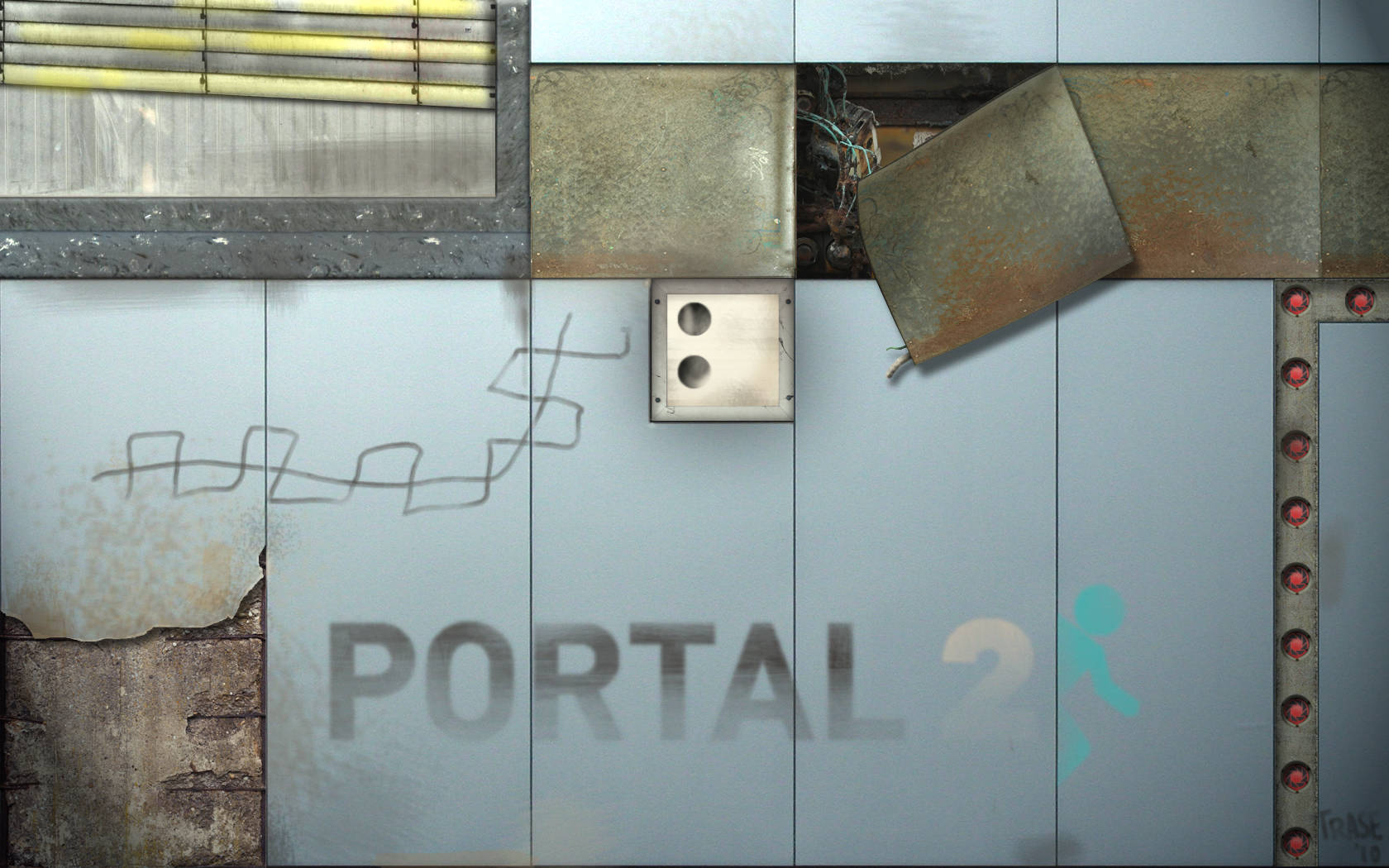 Unlock The Puzzles Of Portal 2 On Two Screens! Wallpaper