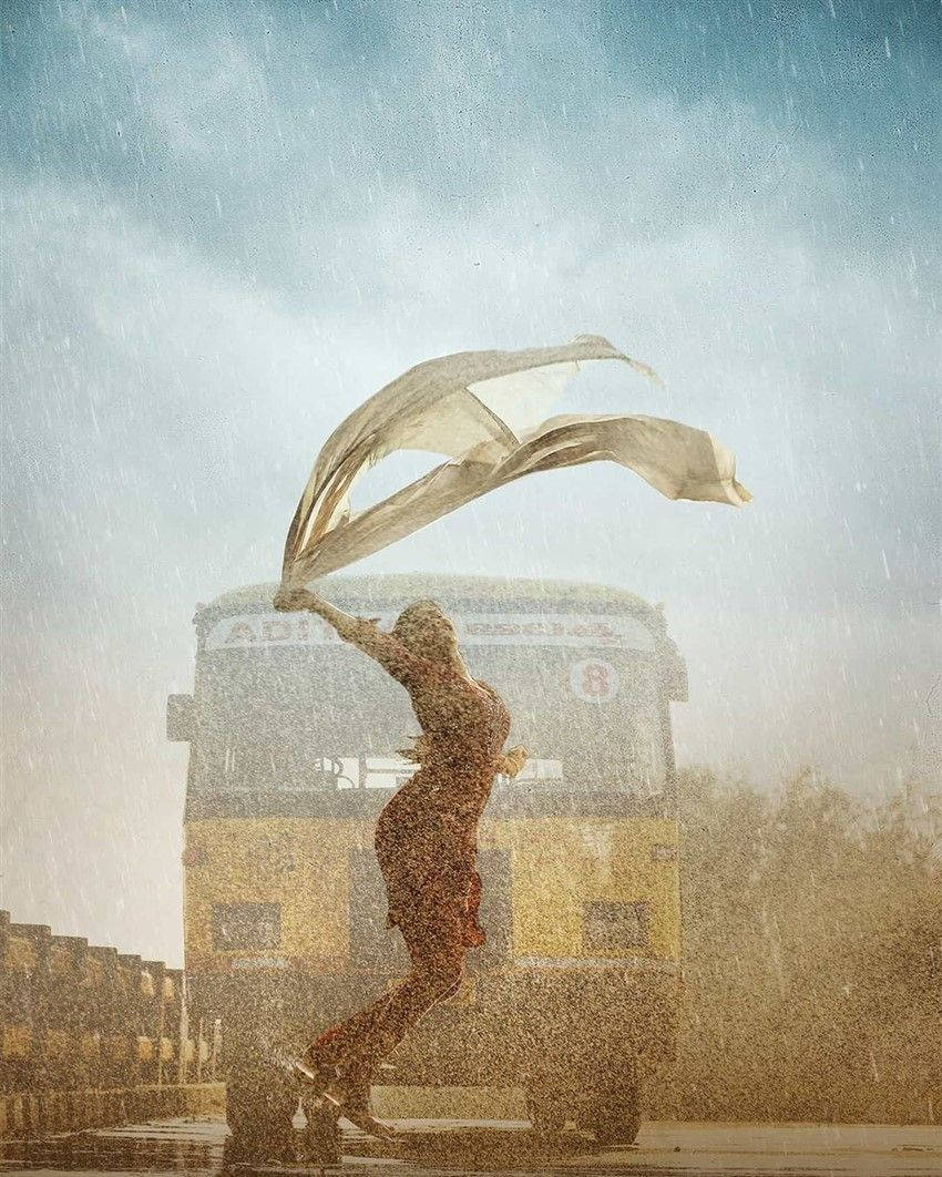 Uppena Bebamma Dancing In Rain Scene Wallpaper