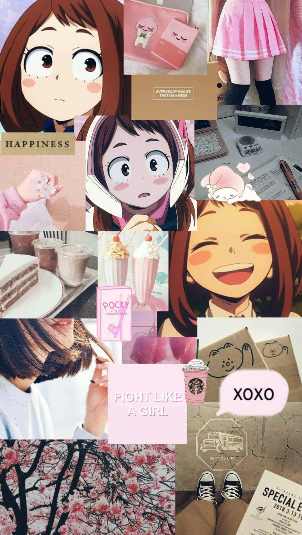 Uraraka Aesthetic Collage Cell Phone Wallpaper