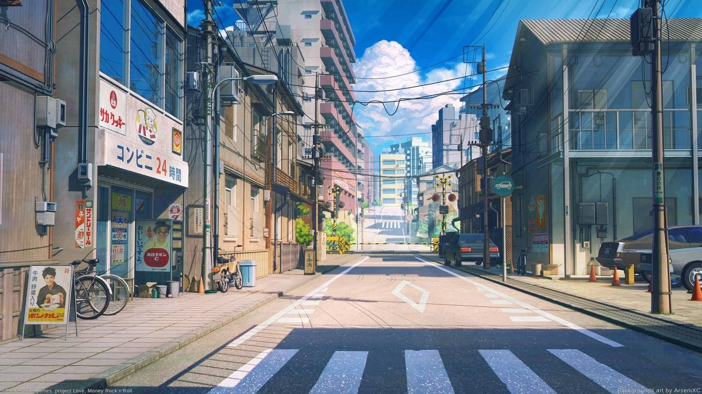 Urban Street Aesthetic Anime Laptop Wallpaper