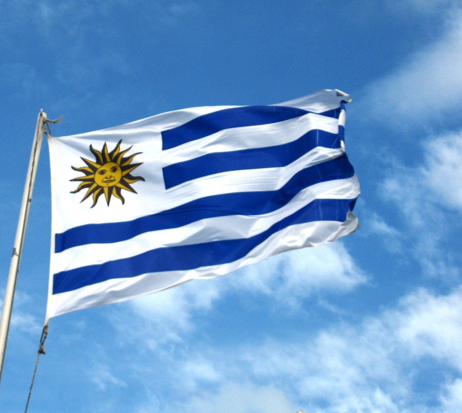 Uruguay Flag On A Pole Wallpaper