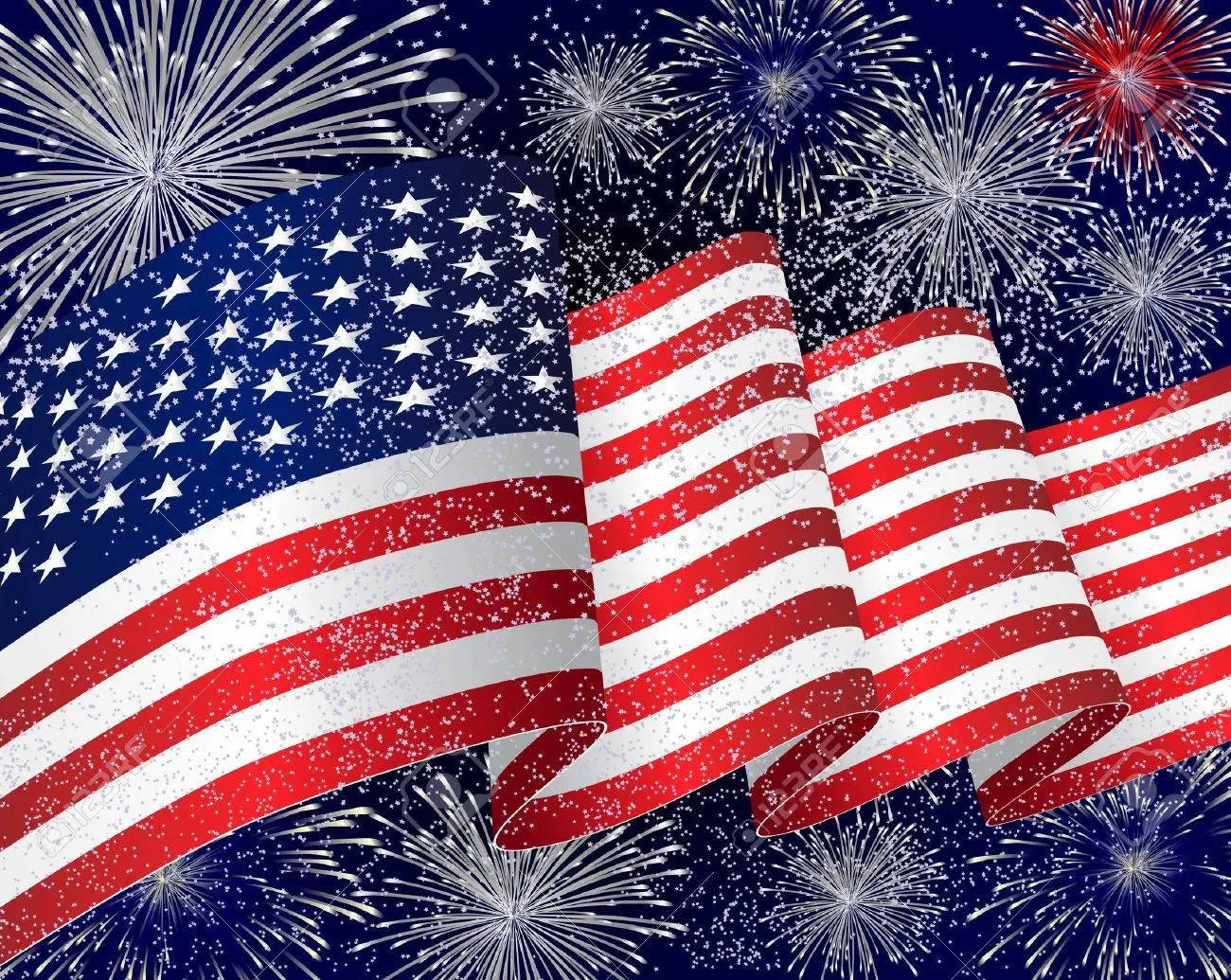 Usa Flag And Fireworks Wallpaper