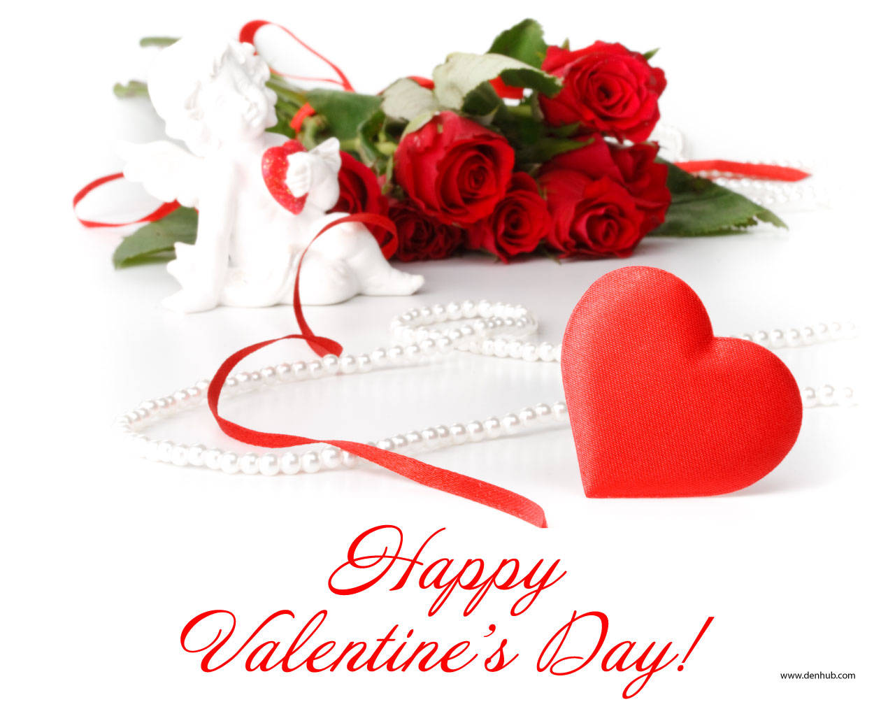 Valentine's Day Greetings And Red Roses Wallpaper