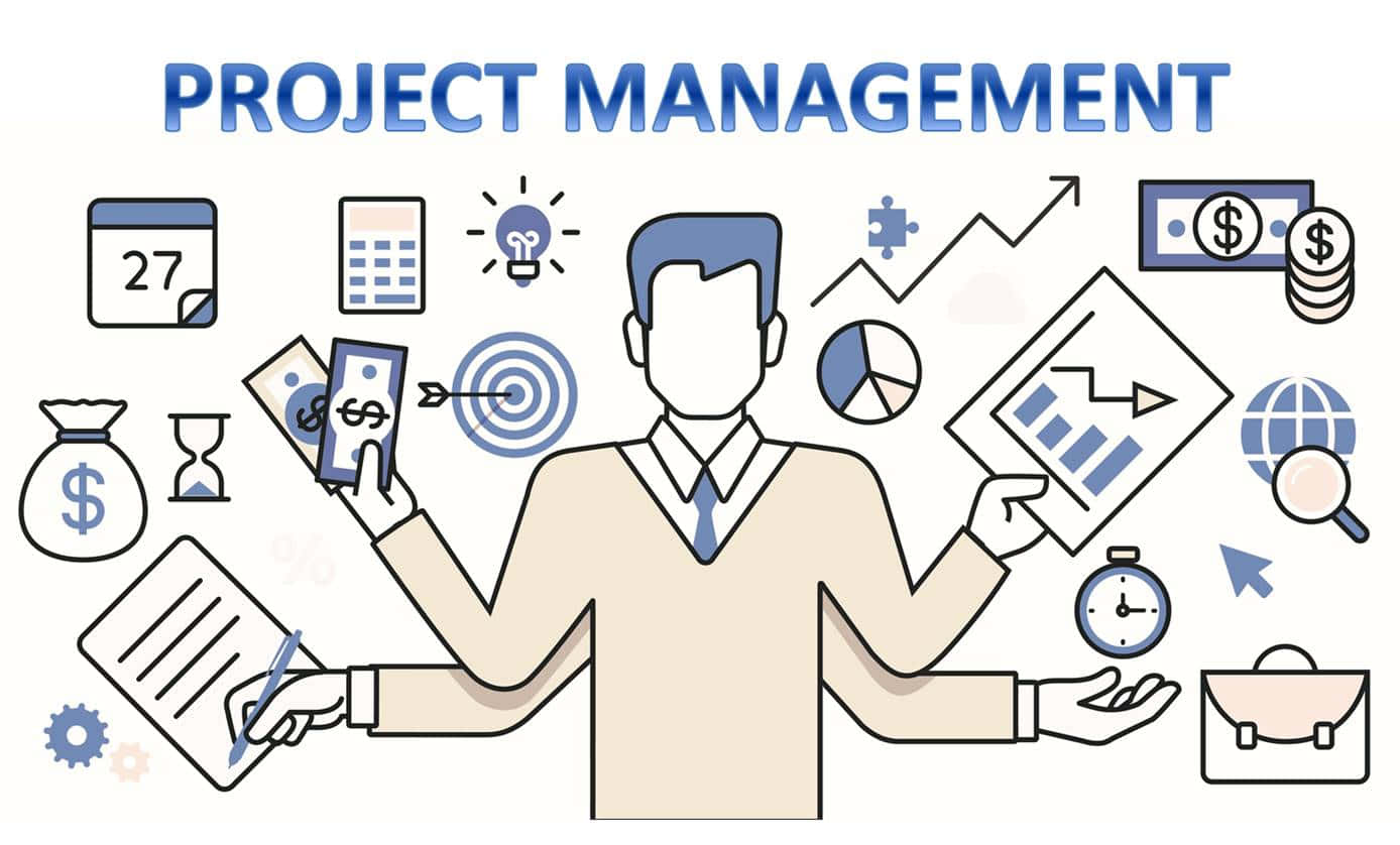 Vector Icons Demonstrating Project Management Activities Wallpaper