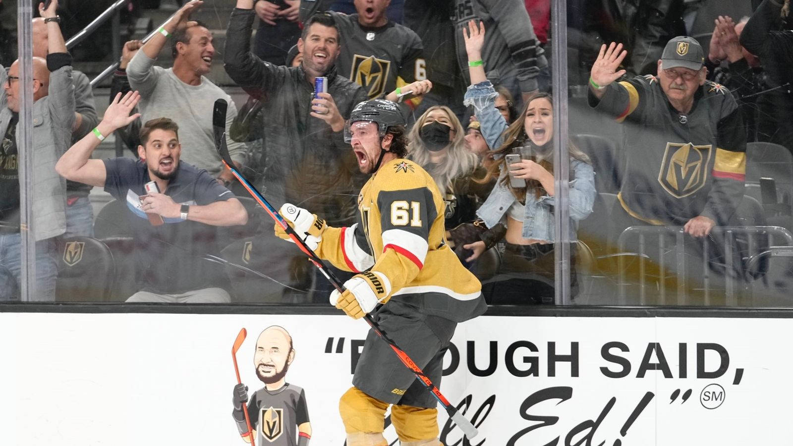 Vegas Golden Knights Canadian Captain Mark Stone Celebrating Photograph Wallpaper