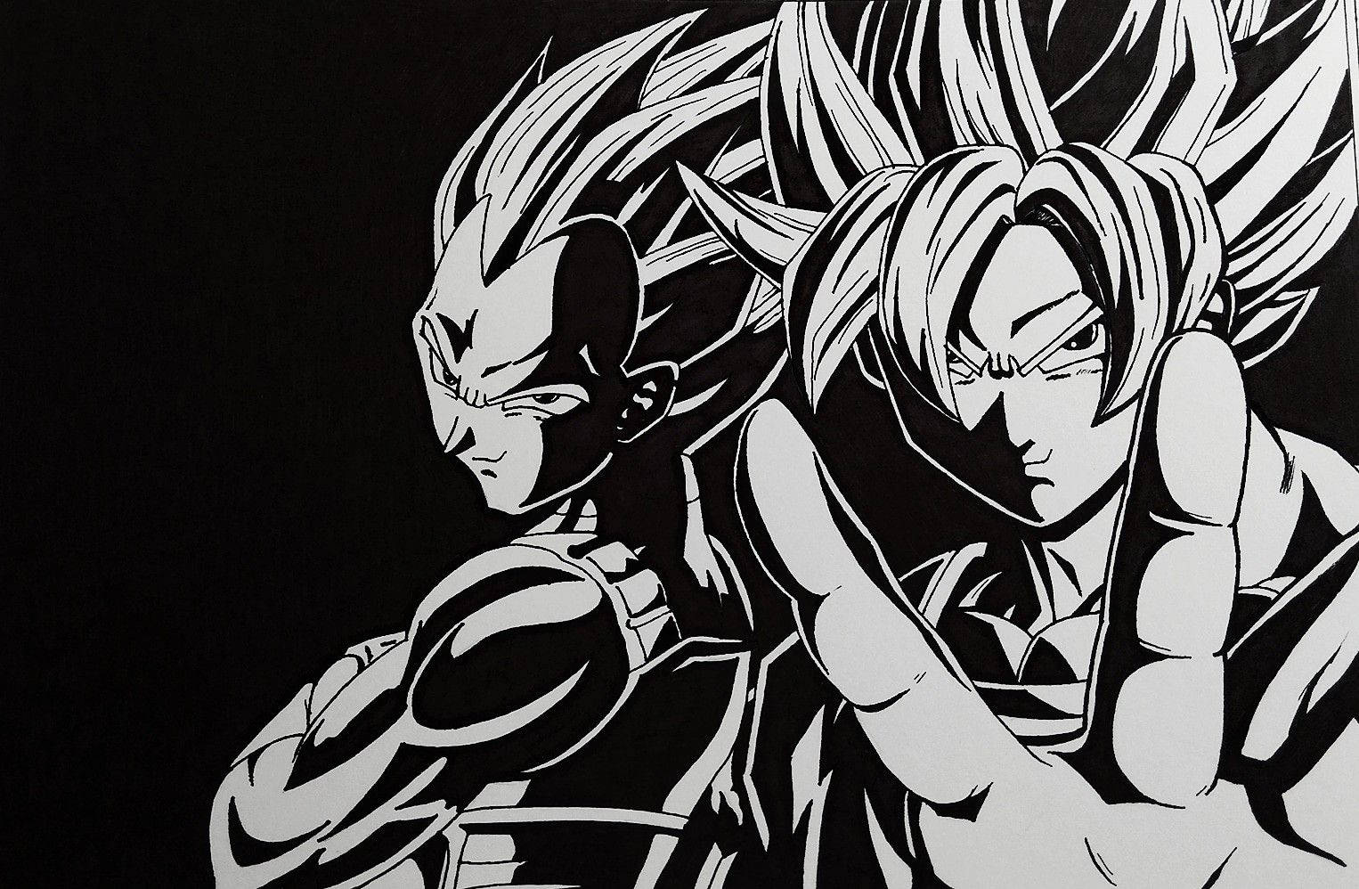 Vegeta And Goku Black And White Wallpaper