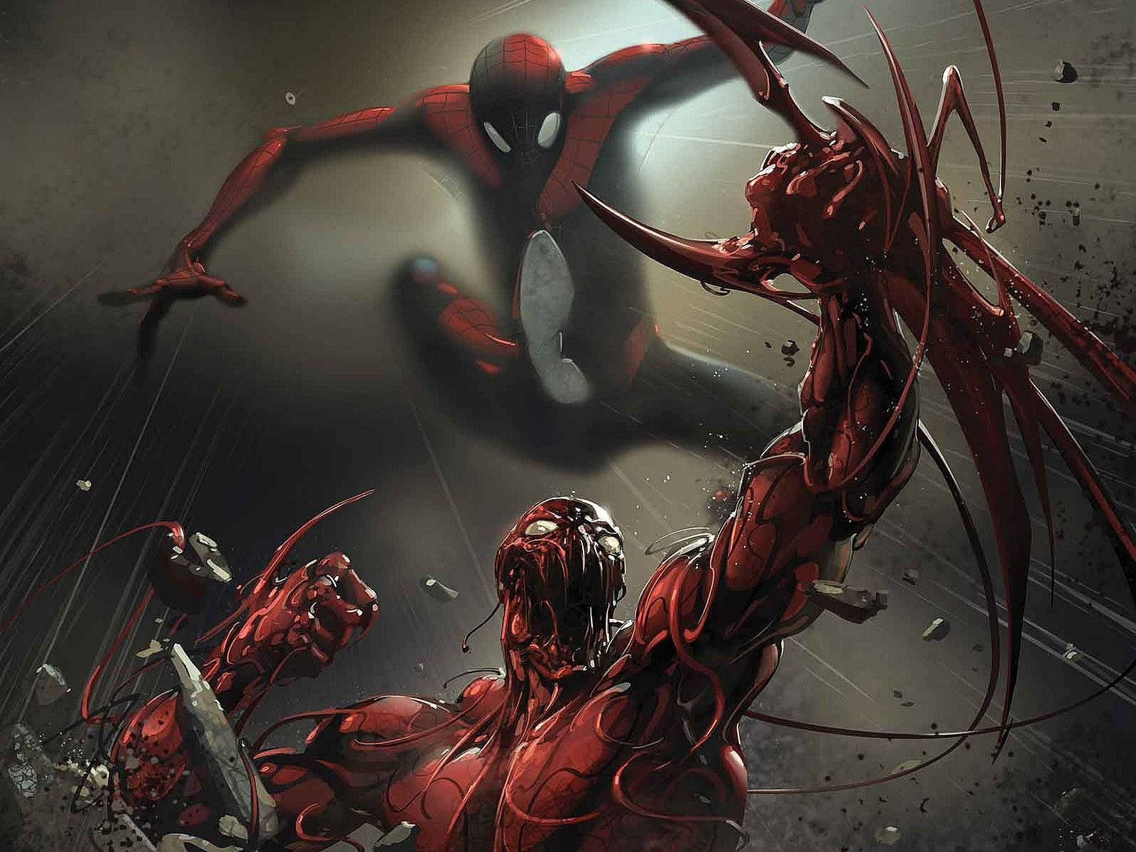 Venom And Carnage Engaged In An Epic Battle Wallpaper