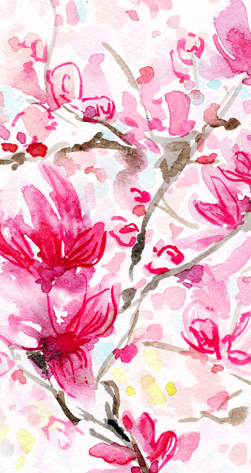 Vibrant And Colorful Pink Watercolor Wallpaper