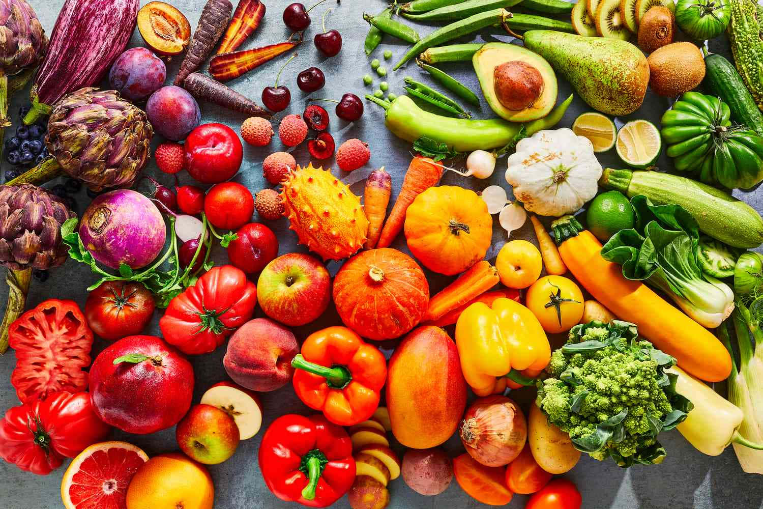 Vibrant Assortment Of Fresh Vegetables And Fruits Wallpaper