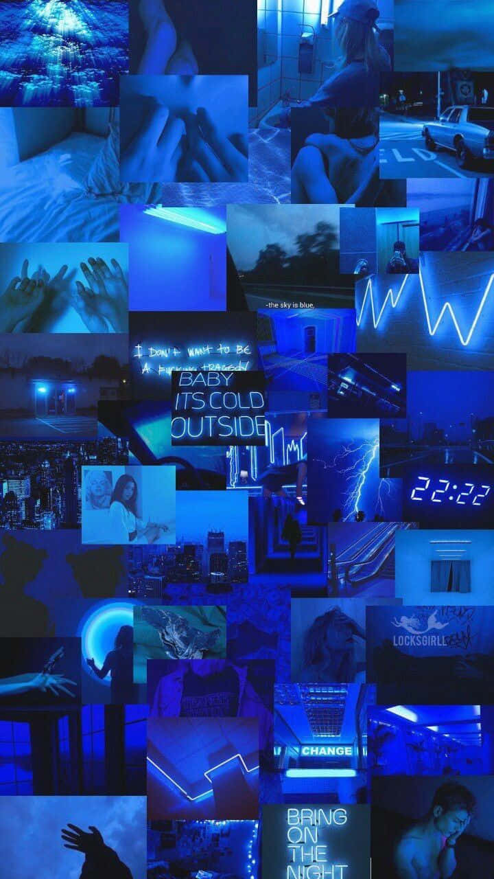 Vibrant Blue Collage Wallpaper