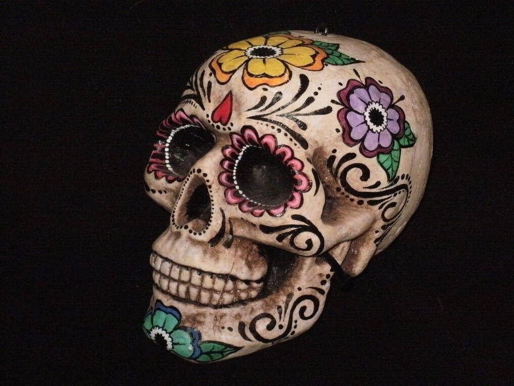 Vibrant Celebration Of Life And Death - Day Of The Dead Skull Art Wallpaper