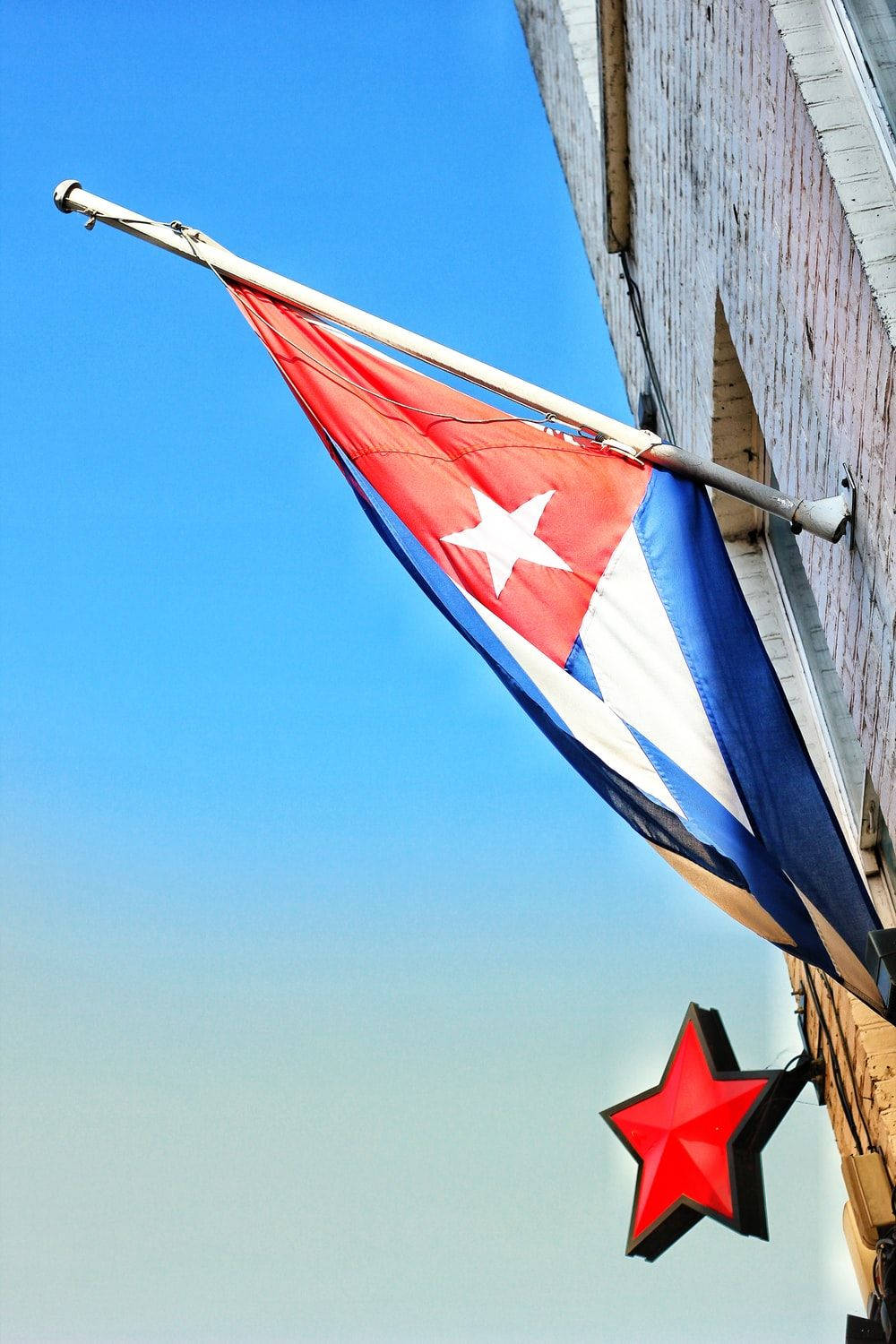 Vibrant Cuban Flag With Red Star Wallpaper