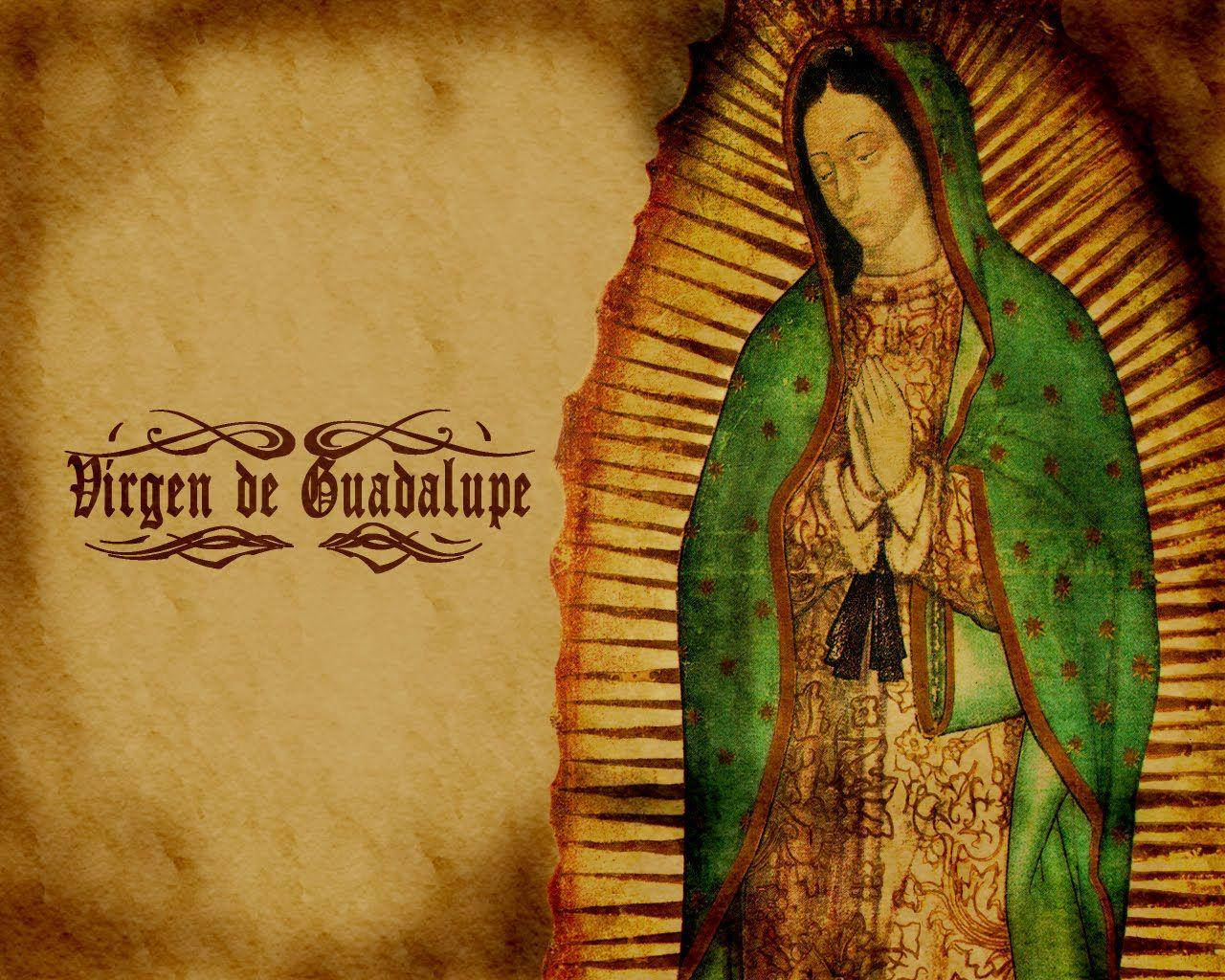 Vibrant Depiction Of Virgen De Guadalupe On Parchment Wallpaper
