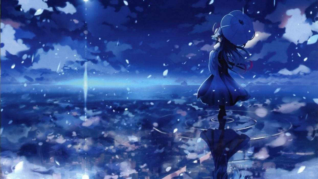 Vibrant Display Of Anime Blue Character Wallpaper