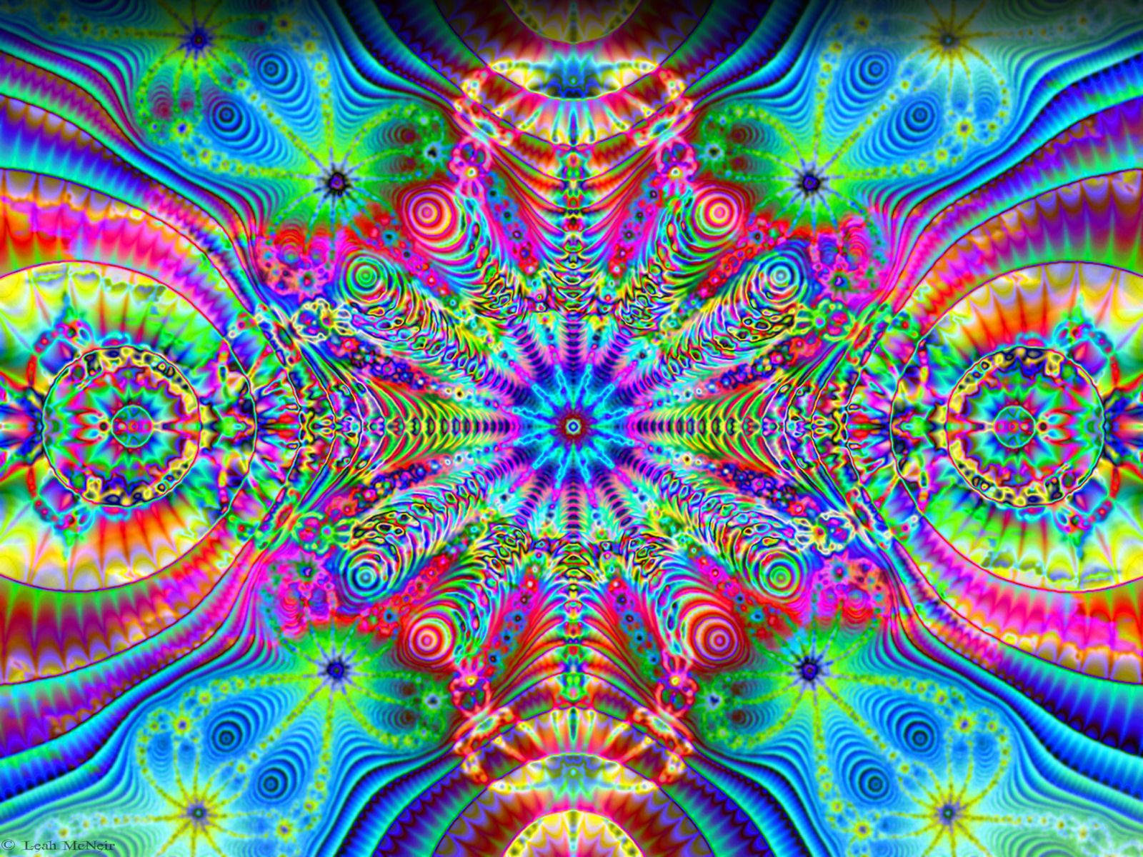 Vibrant Groovy Rainbow Fractal Wallpaper