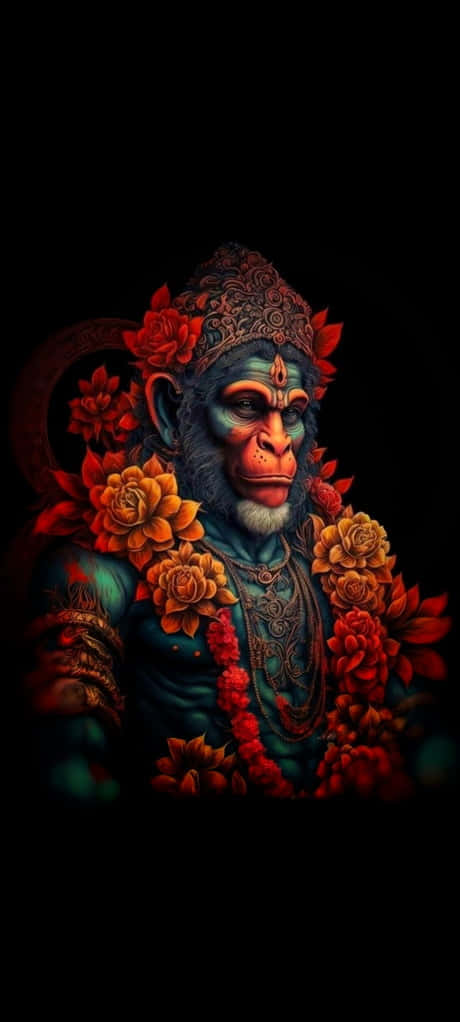 Vibrant_ Hanuman_ Amidst_ Flowers.jpg Wallpaper