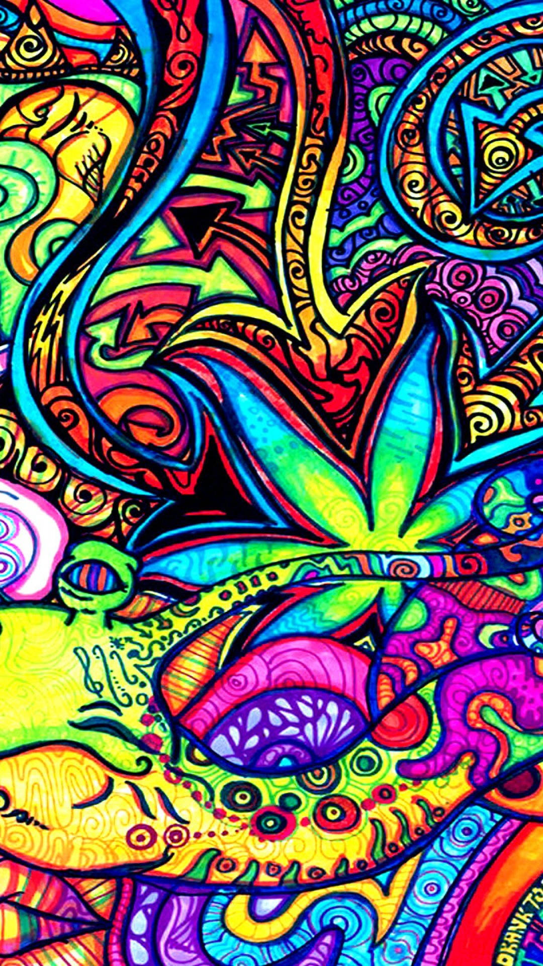 Retro psychedelic Wallpaper - Peel and Stick or Non-Pasted