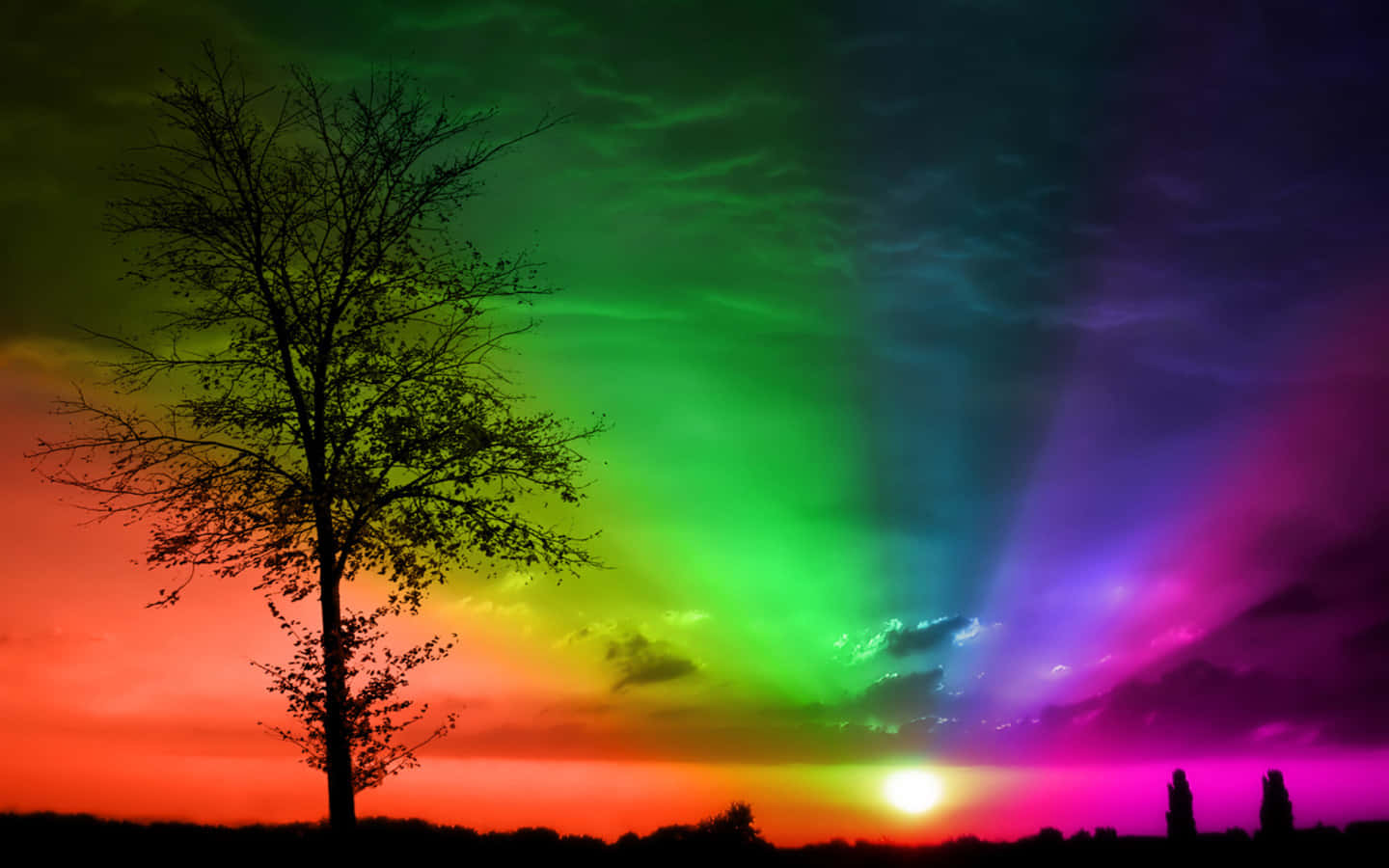 Vibrant Sunset Silhouette Wallpaper