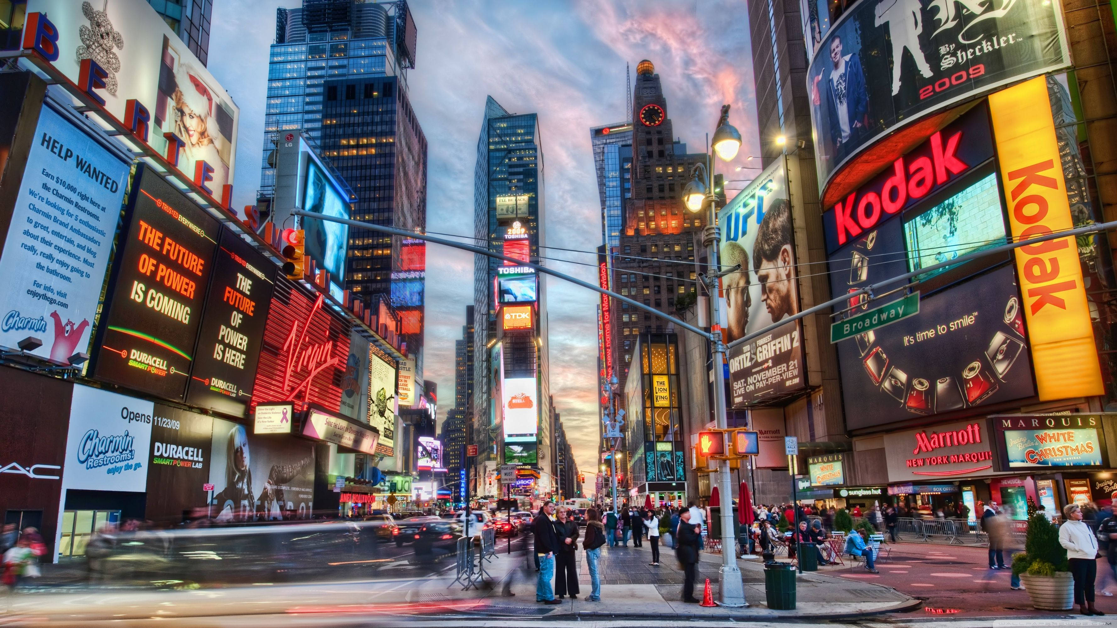 Vibrant Times Square Billboards In The Heart Of New York City Wallpaper