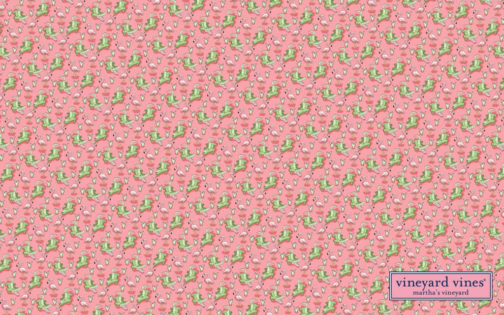 Vineyard Vines Green And Pink Flowers Wallpaper