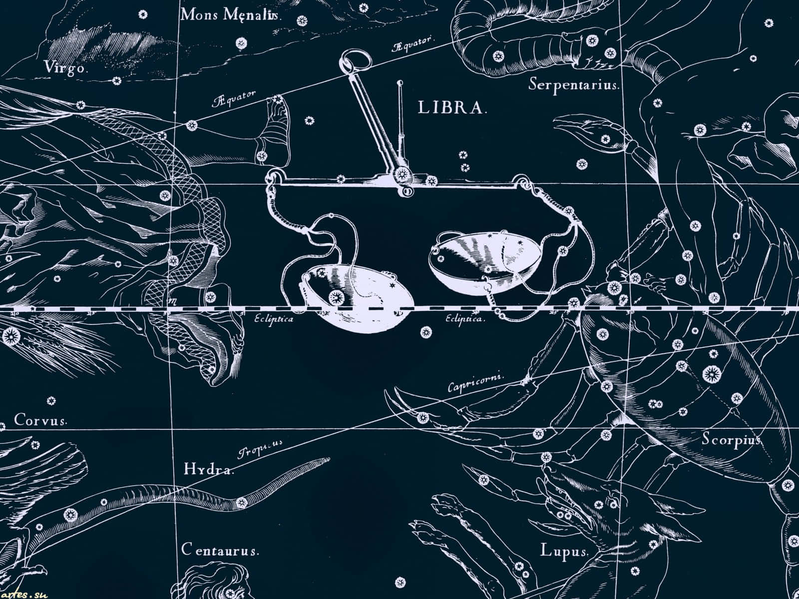 Vintage Astrological Constellations Map Wallpaper