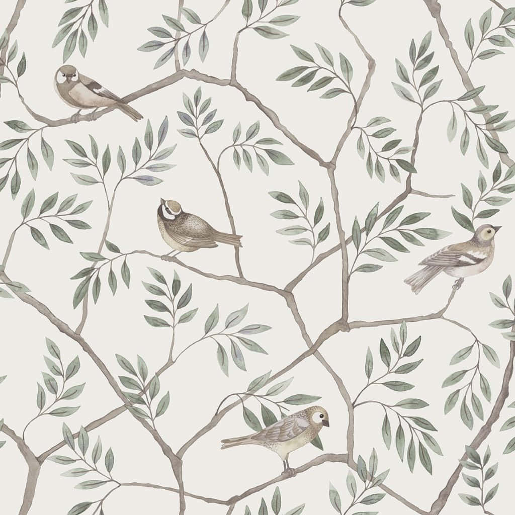 Vintage Birdsand Branches Pattern Wallpaper