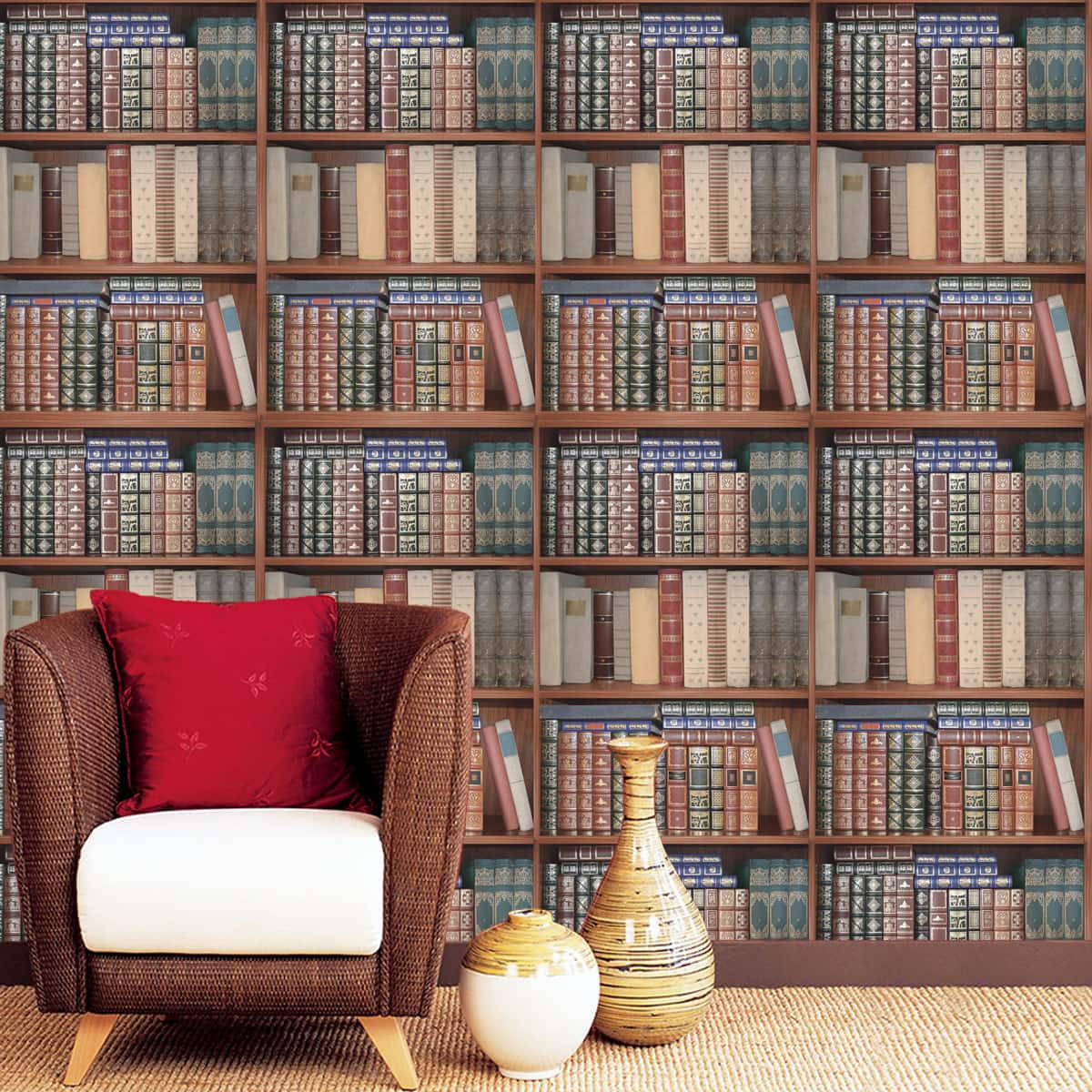 Vintage Books Old Wooden Bookshelf Wallpaper