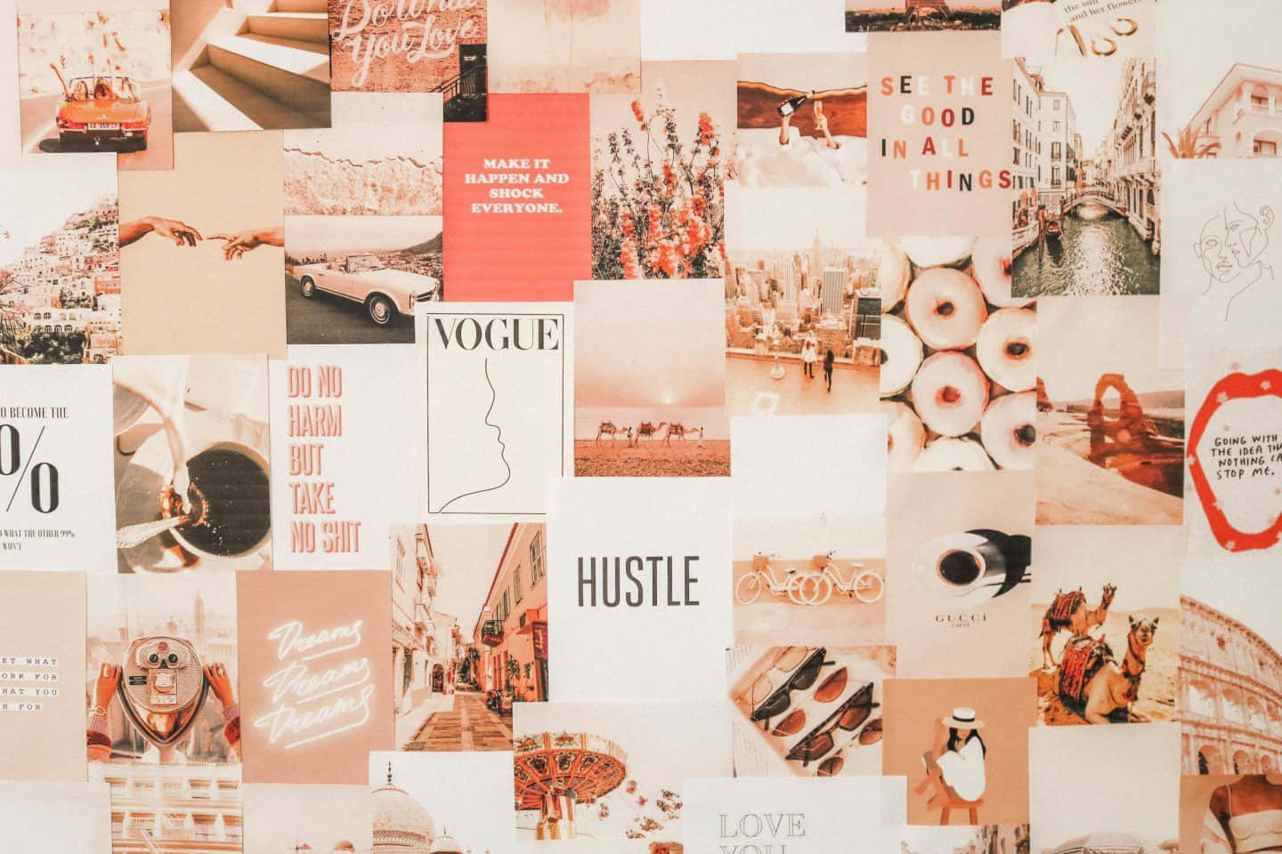 Vintage Brown Collage Aesthetic Desktop Wallpaper