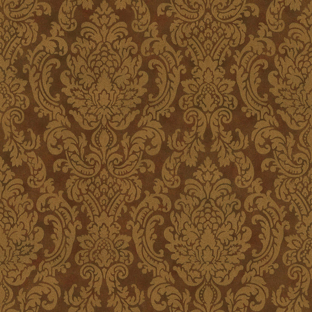 Vintage Brown Damask Pattern Wallpaper