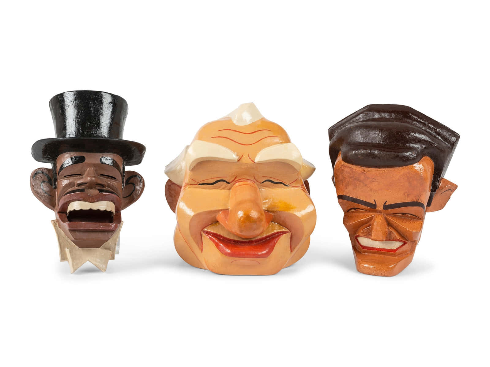 Vintage Caricature Masks Collection Wallpaper