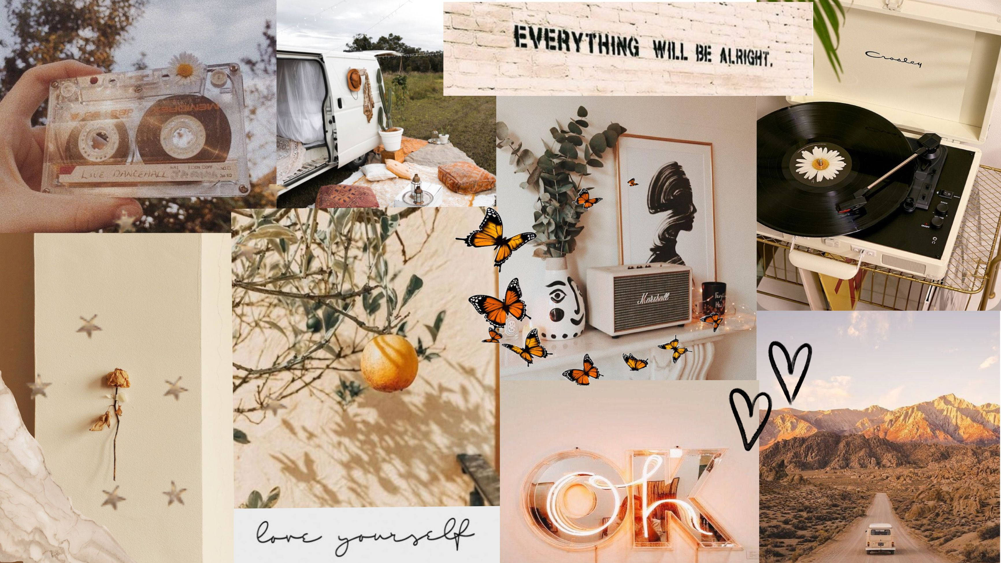 Vintage Collage Pinterest Aesthetic With Quotes Wallpaper