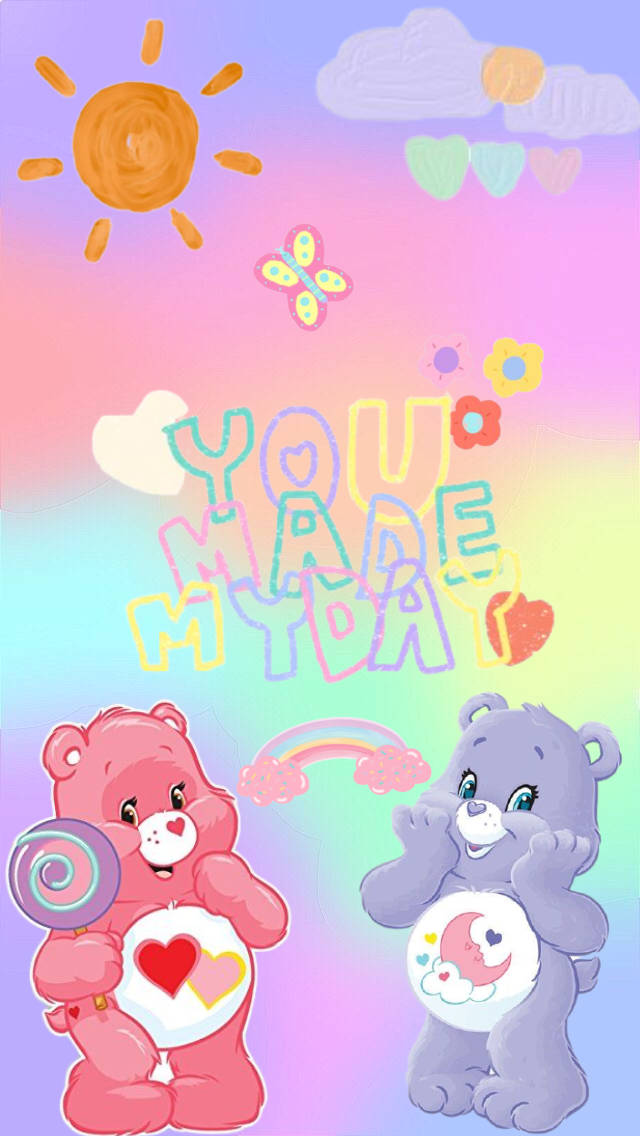 Vintage Iphone Cute Care Bears Rainbow Wallpaper