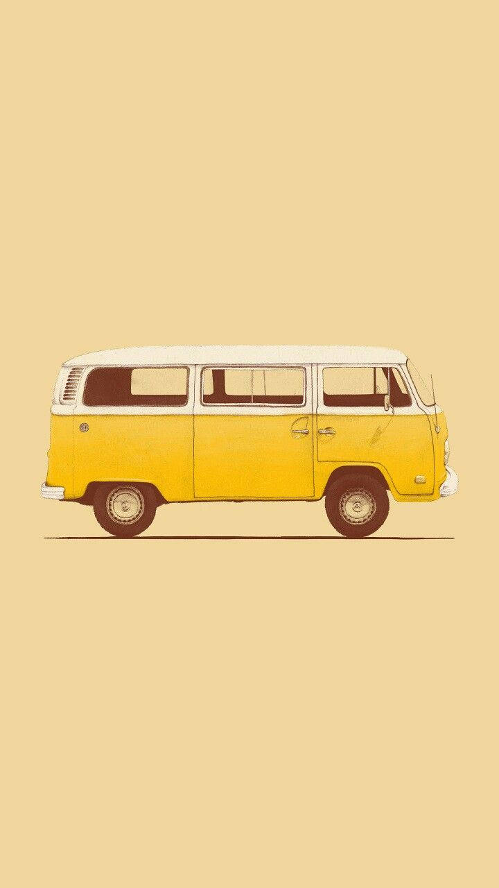 Vintage Minimalist Yellow Van Wallpaper