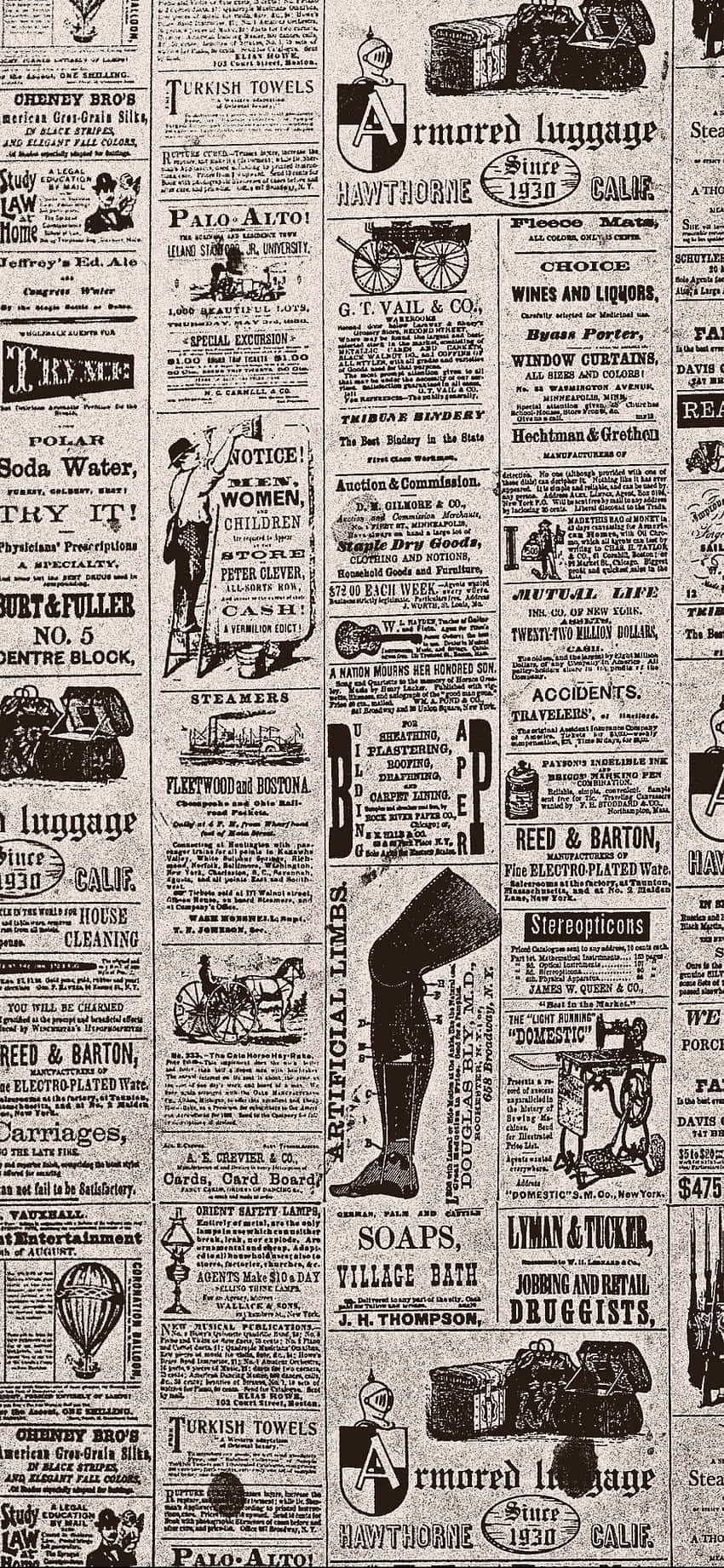 Vintage Newspaper Advertisement Wallpaper