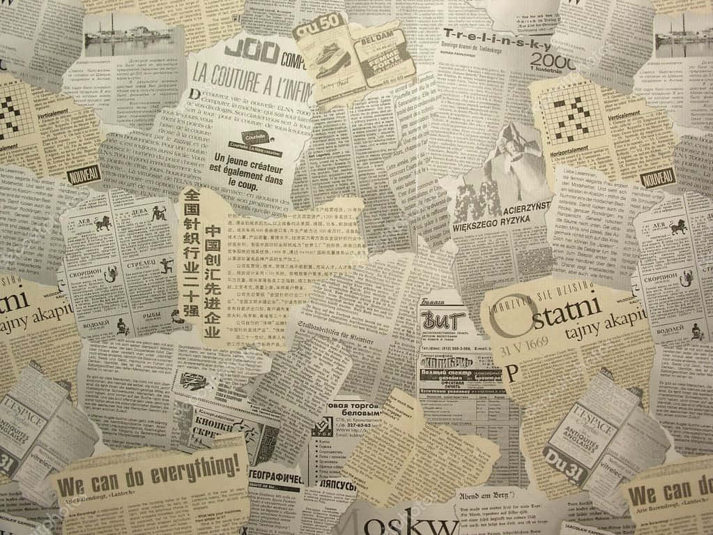 Vintage Newspaper Yellowed Wallpaper