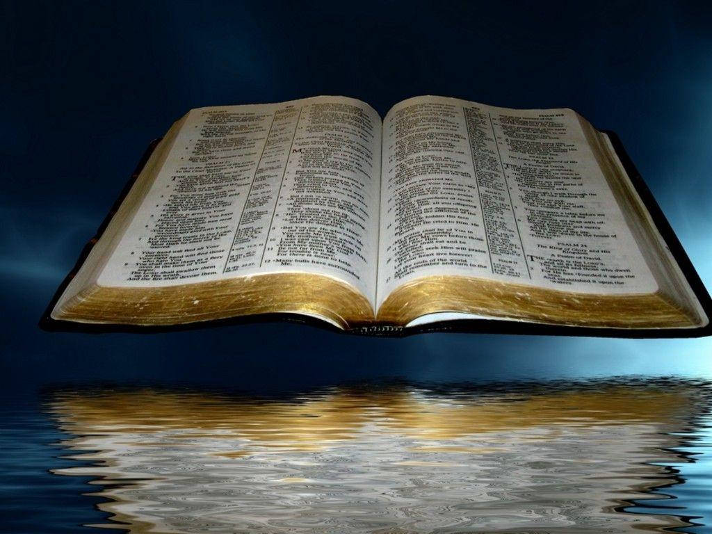 Vintage Open Bible On Water Wallpaper