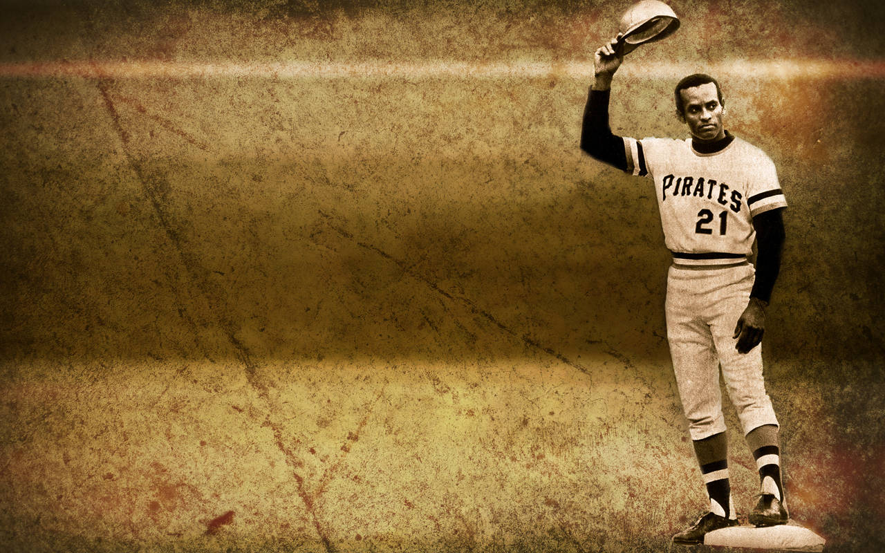 Vintage Roberto Clemente Baseball Poster Wallpaper