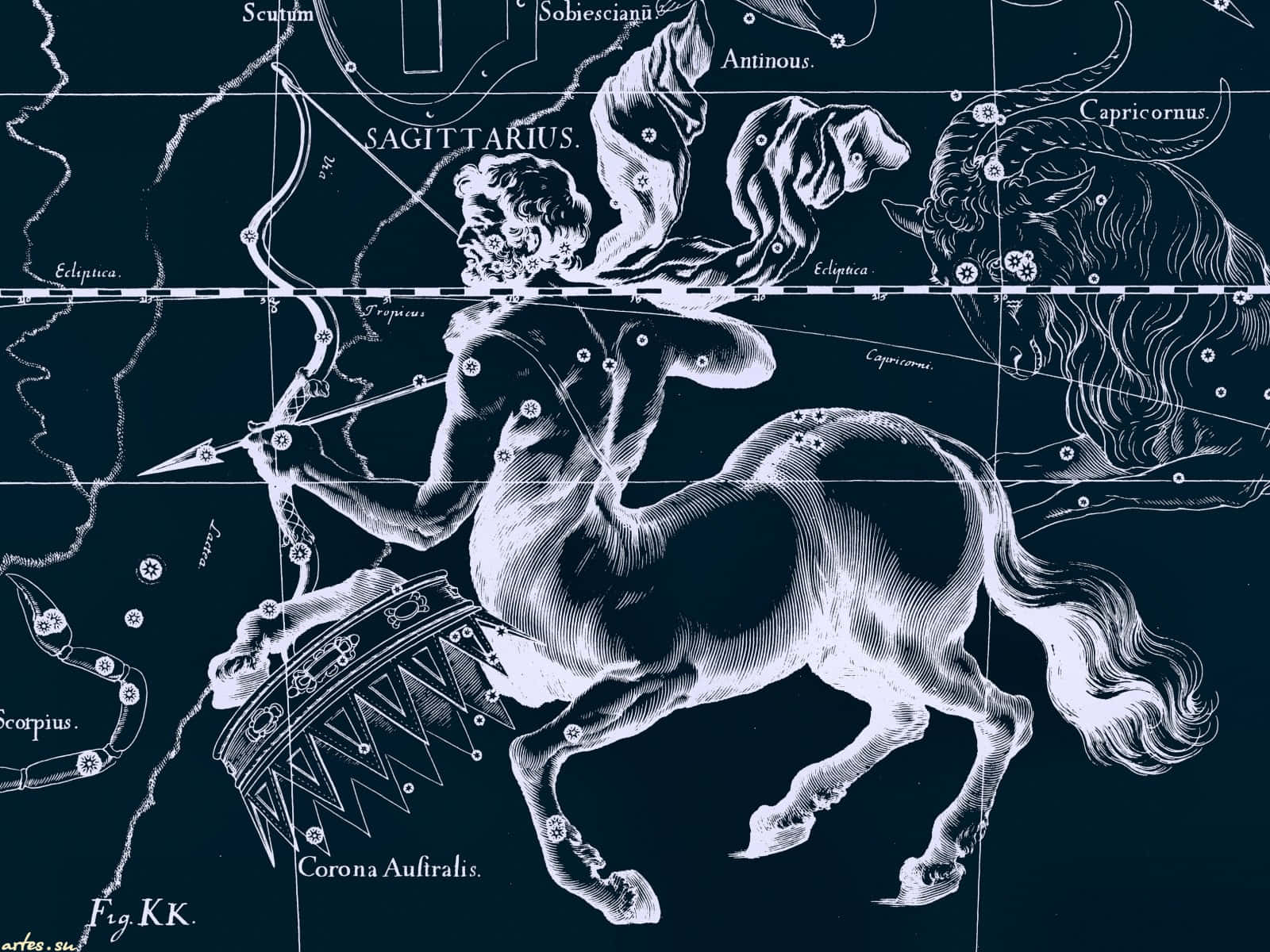 Vintage Sagittarius Constellation Illustration Wallpaper