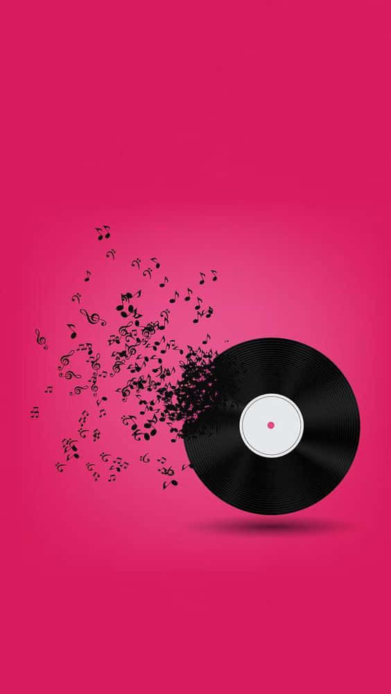 Vinyl Record Fading Into Musical Notes Wallpaper