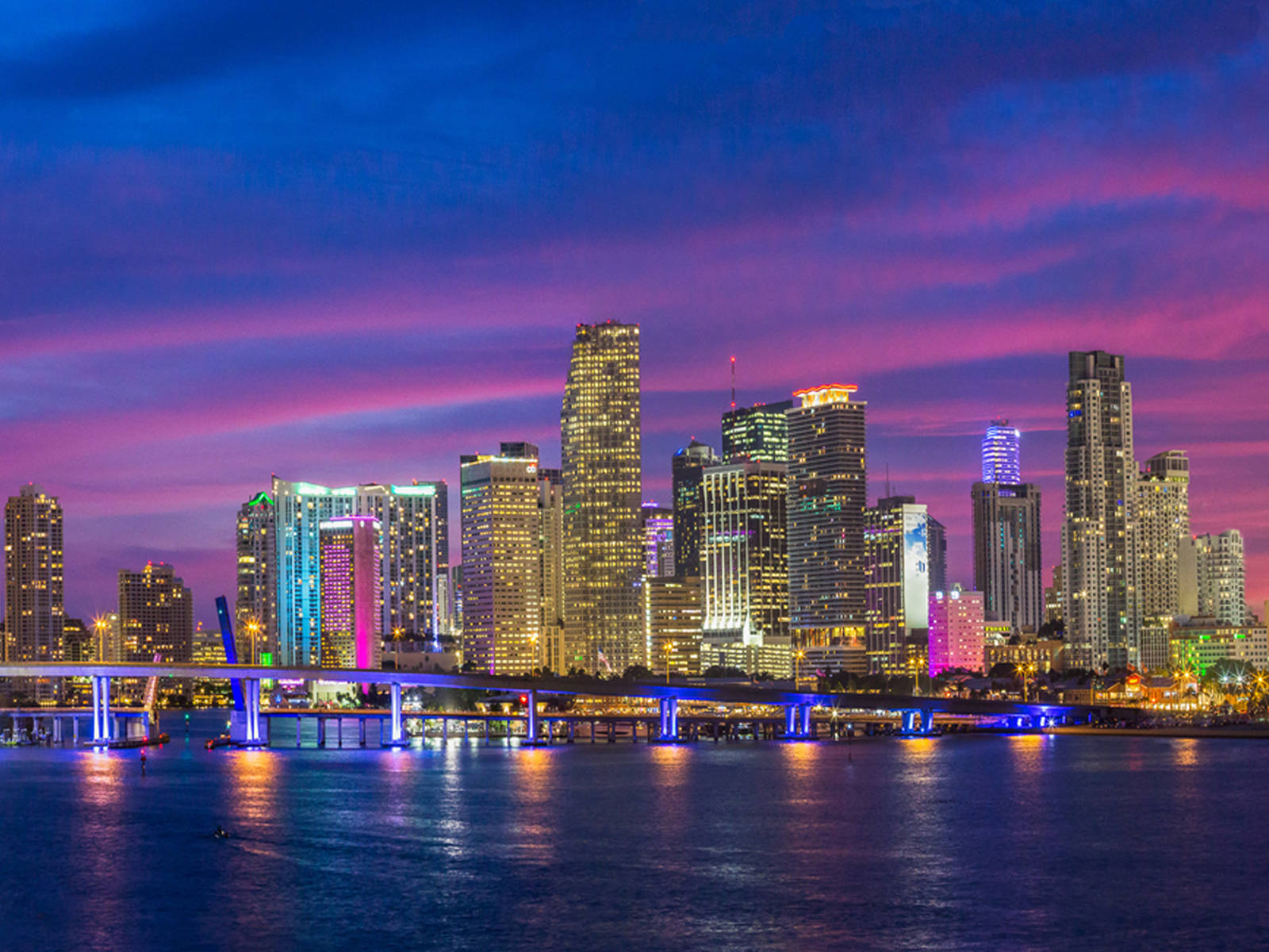 Violet Skies In Miami City Wallpaper